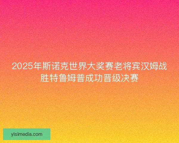 2025年斯诺克世界大奖赛老将宾汉姆战胜特鲁姆普成功晋级决赛